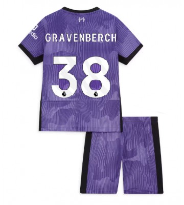 Lacne Dětský Futbalové dres Liverpool Ryan Gravenberch #38 2023-24 Krátky Rukáv - Tretina (+ trenírky)